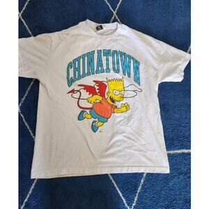 Vintage The Simpsons China Town White Tee Shirt